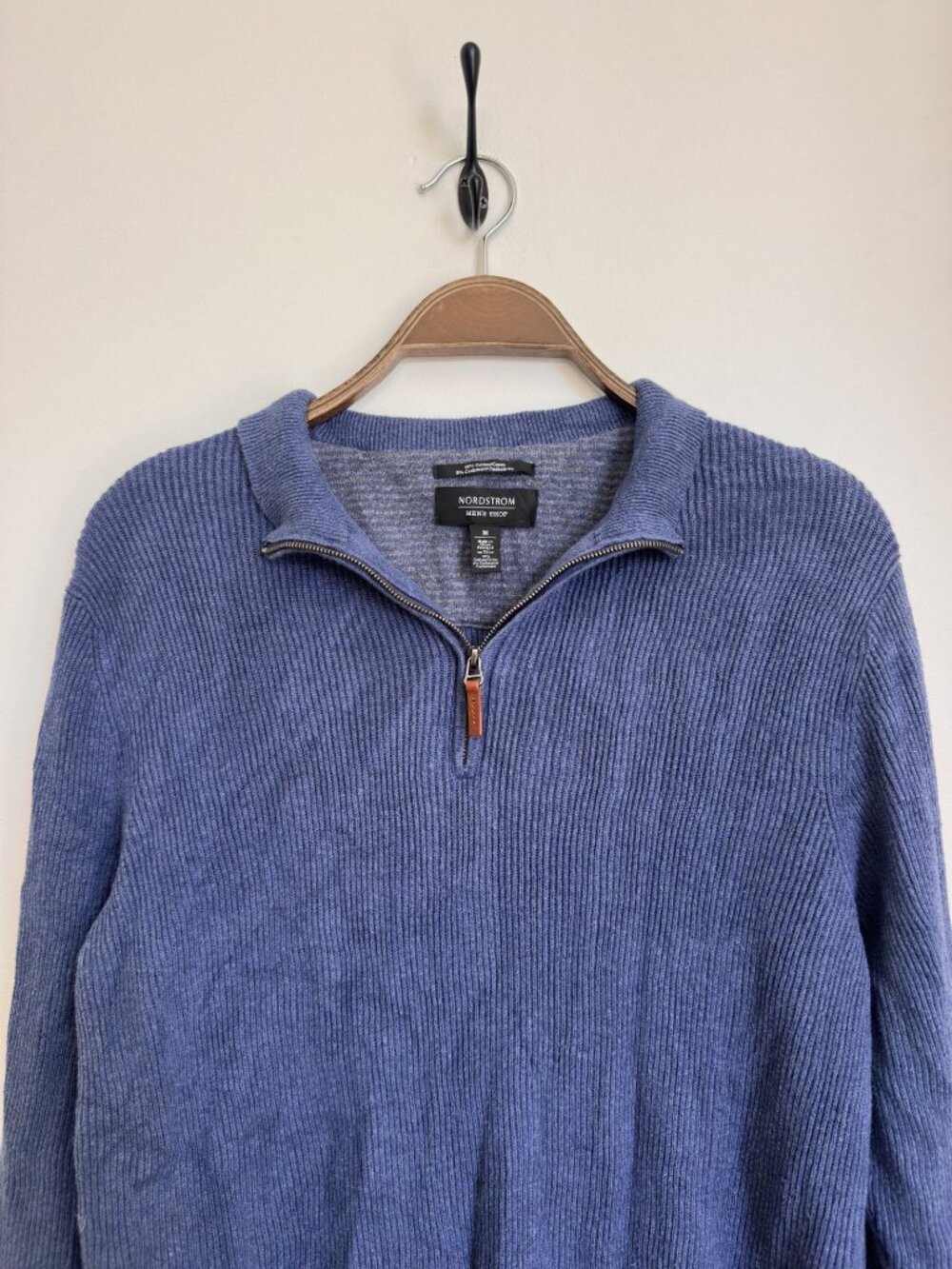MEN'S NORDSTROM 1/4 ZIP SWEATER COTTON/CASHMERE SIZE MEDIUM